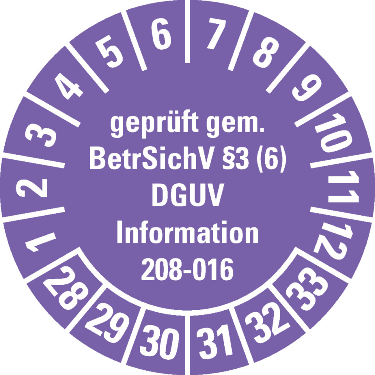 KSIGN Prüfplakette Nach BetrSichV §3(6) – 30 Mm, Braun, Dokumentenecht, 18 Stück/Bogen, Für 2025–2030